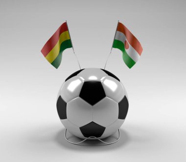 Bolivya - Nijer Futbol Bayrakları, Beyaz Arkaplan - 3D Render