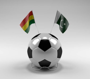 Bolivya - Pakistan Futbol Bayrakları, Beyaz Arkaplan - 3D Render