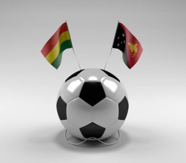 Bolivya - Papua-Yeni-Gine Futbol Bayrakları, Beyaz Arkaplan - 3D Render