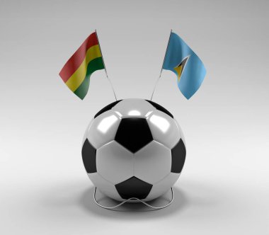 Bolivya - Saint-Lucia Futbol Bayrakları, Beyaz Arkaplan - 3D Render