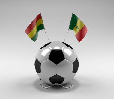 Bolivya - Senegal Futbol Bayrakları, Beyaz Arkaplan - 3D Render