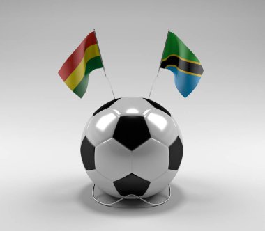 Bolivya - Tanzanya Futbol Bayrakları, Beyaz Arkaplan - 3D Render