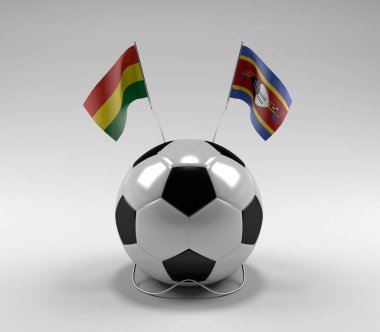 Bolivya - Svaziland Futbol Bayrakları, Beyaz Arkaplan - 3D Render