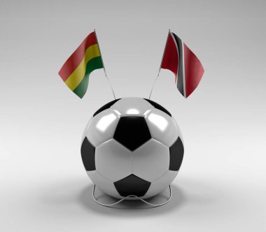 Bolivya - Trinidad-ve-Tobago Futbol Bayrakları, Beyaz Arkaplan - 3D Render
