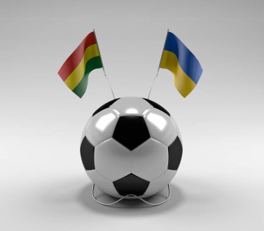 Bolivya - Ukrayna Futbol Bayrakları, Beyaz Arkaplan - 3D Render