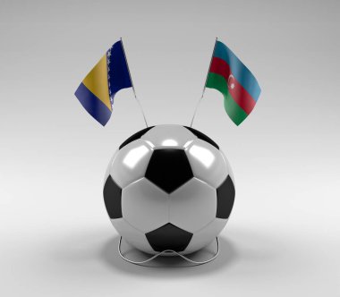 Bosna-Hersek - Azerbaycan Futbol Bayrakları, Beyaz Arkaplan - 3D Hazırlama