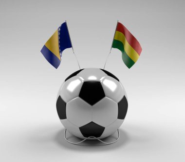 Bosna-Hersek - Bolivya Futbol Bayrakları, Beyaz Arkaplan - 3D Render