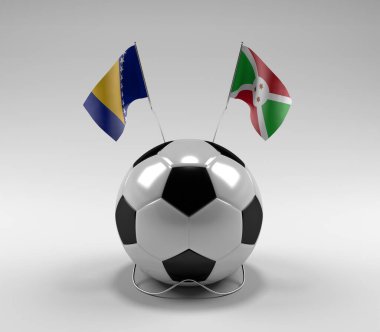 Bosna-Hersek - Burundi Futbol Bayrakları, Beyaz Arkaplan - 3D Hazırlama