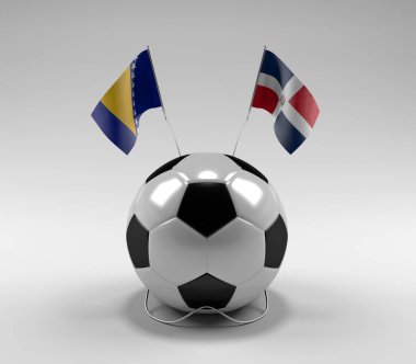 Bosna-Hersek - Dominik Cumhuriyeti Futbol Bayrakları, Beyaz Arkaplan - 3D Render