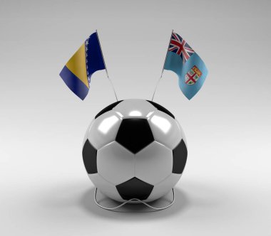 Bosna-Hersek - Fiji Futbol Bayrakları, Beyaz Arkaplan - 3D Render