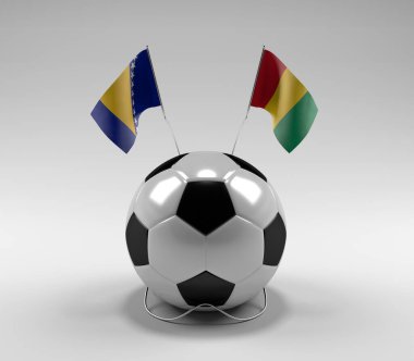 Bosna-Hersek - Gine Futbol Bayrakları, Beyaz Arkaplan - 3D Hazırlama