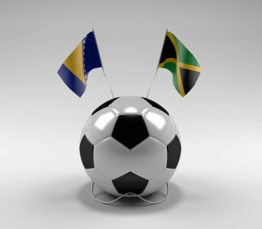 Bosna-Hersek - Jamaika Futbol Bayrakları, Beyaz Arkaplan - 3D Render