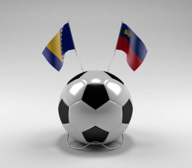 Bosna-Hersek - Lihtenştayn Futbol Bayrakları, Beyaz Arkaplan - 3D Render