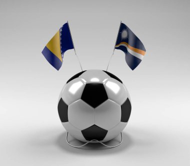 Bosna-Hersek - Marshall-Adaları Futbol Bayrakları, Beyaz Arkaplan - 3D Render