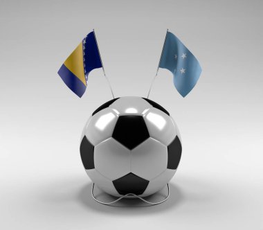 Bosna-Hersek - Mikronezya Futbol Bayrakları, Beyaz Arkaplan - 3D Render