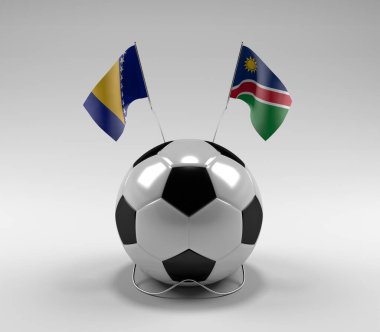 Bosna-Hersek - Namibya Futbol Bayrakları, Beyaz Arkaplan - 3D Render