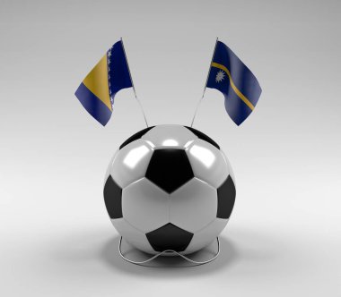 Bosna-Hersek - Nauru Futbol Bayrakları, Beyaz Arkaplan - 3D Render