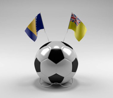 Bosna-Hersek - Niue Futbol Bayrakları, Beyaz Arkaplan - 3D Render