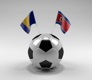Bosna-Hersek - Kuzey Kore Futbol Bayrakları, Beyaz Arkaplan - 3D Render