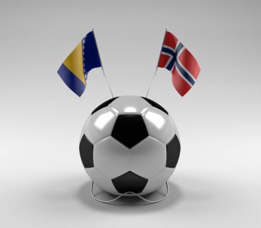 Bosna-Hersek - Norveç Futbol Bayrakları, Beyaz Arkaplan - 3D Render