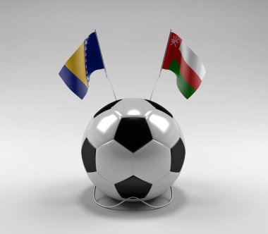 Bosna-Hersek - Umman Futbol Bayrakları, Beyaz Arkaplan - 3D Render