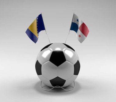 Bosna-Hersek - Panama Futbol Bayrakları, Beyaz Arkaplan - 3D Render