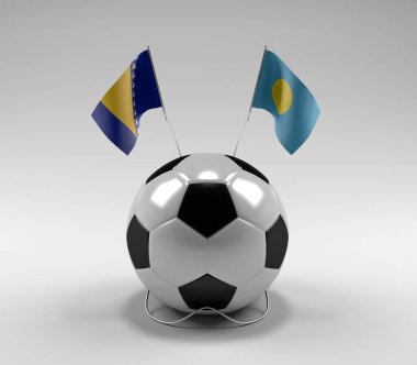 Bosna-Hersek - Palau Futbol Bayrakları, Beyaz Arkaplan - 3D Render