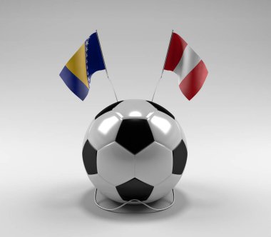 Bosna-Hersek - Peru Futbol Bayrakları, Beyaz Arkaplan - 3D Render