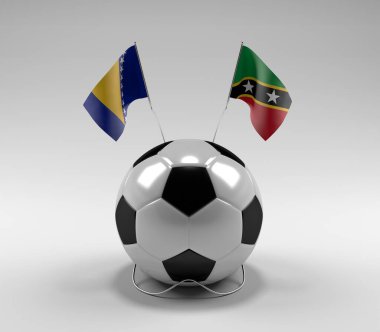 Bosna-Hersek - Saint-Kitts-and-Nevis Futbol Bayrakları, Beyaz Arkaplan - 3D Render