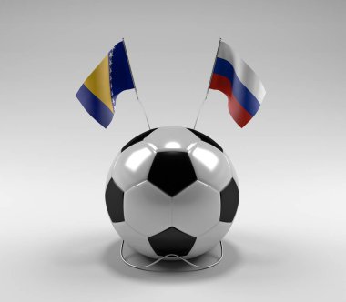 Bosna-Hersek - Rusya Futbol Bayrakları, Beyaz Arkaplan - 3D Render