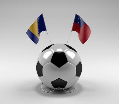 Bosna-Hersek - Samoa Futbol Bayrakları, Beyaz Arkaplan - 3D Render