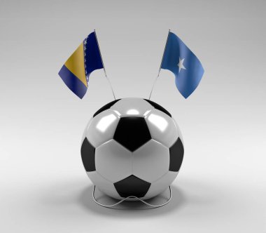 Bosna-Hersek - Somali Futbol Bayrakları, Beyaz Arkaplan - 3D Render