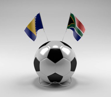 Bosna-Hersek - Güney Afrika Futbol Bayrakları, Beyaz Arkaplan - 3D Render