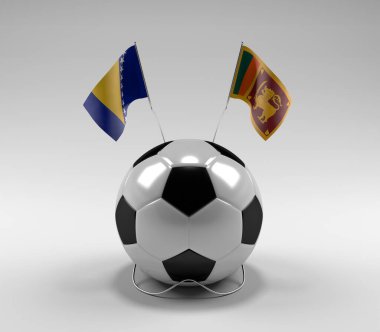 Bosna-Hersek - Sri-Lanka Futbol Bayrakları, Beyaz Arkaplan - 3D Render