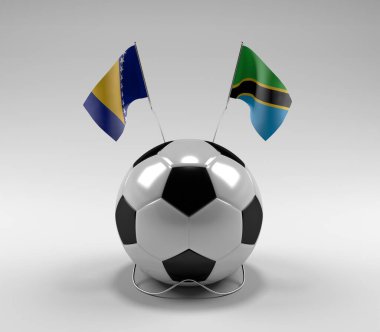 Bosna-Hersek - Tanzanya Futbol Bayrakları, Beyaz Arkaplan - 3D Render