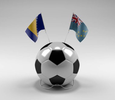 Bosna-Hersek - Tuvalu Futbol Bayrakları, Beyaz Arkaplan - 3D Render