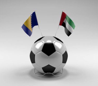 Bosna-Hersek - Birleşik Arap-Emirlikleri Futbol Bayrakları, Beyaz Arkaplan - 3D Render