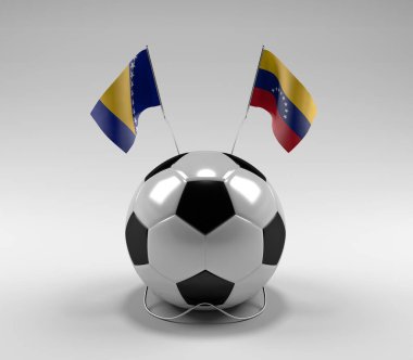 Bosna-Hersek - Venezuela Futbol Bayrakları, Beyaz Arkaplan - 3D Render