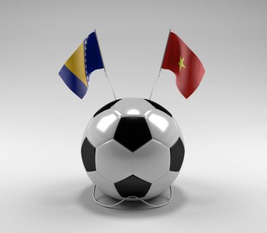 Bosna-Hersek - Vietnam Futbol Bayrakları, Beyaz Arkaplan - 3D Render