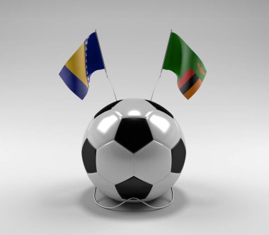 Bosna-Hersek - Zambiya Futbol Bayrakları, Beyaz Arkaplan - 3D Render