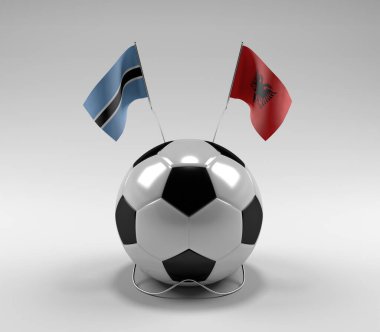 Botswana - Arnavutluk Futbol Bayrakları, Beyaz Arkaplan - 3D Render