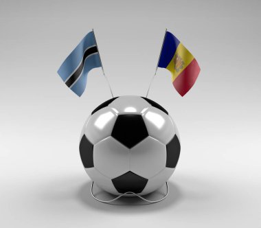Botswana - Andorra Futbol Bayrakları, Beyaz Arkaplan - 3D Render