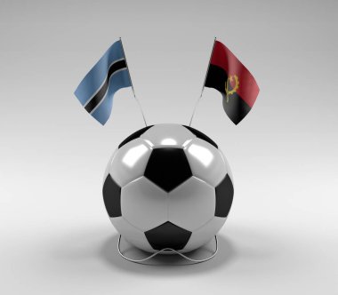 Botswana - Angola Futbol Bayrakları, Beyaz Arkaplan - 3D Render