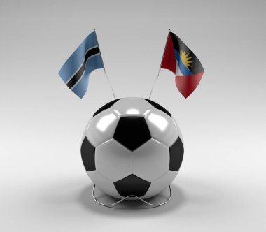 Botswana - Antigua ve Barbuda Futbol Bayrakları, Beyaz Arkaplan - 3D Render