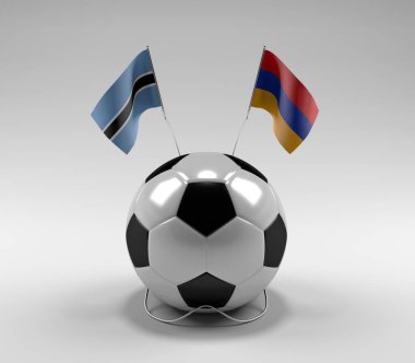 Botswana - Ermenistan Futbol Bayrakları, Beyaz Arkaplan - 3D Render