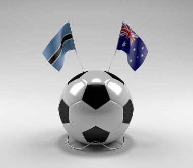 Botswana - Avustralya Futbol Bayrakları, Beyaz Arkaplan - 3D Render