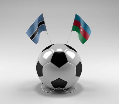 Botswana - Azerbaycan Futbol Bayrakları, Beyaz Arkaplan - 3D Render