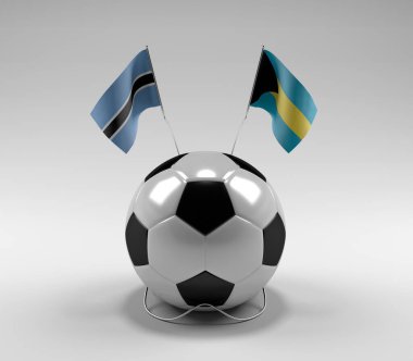 Botswana - Bahamalar Futbol Bayrakları, Beyaz Arkaplan - 3D Render