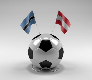 Botswana - Avusturya Futbol Bayrakları, Beyaz Arkaplan - 3D Render