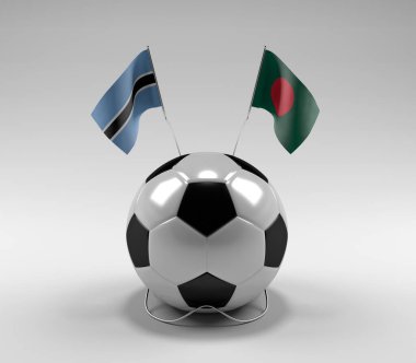 Botswana - Bangladeş Futbol Bayrakları, Beyaz Arkaplan - 3D Render